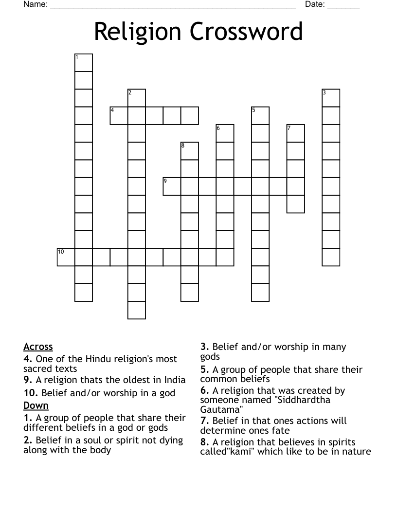 Religion Crossword