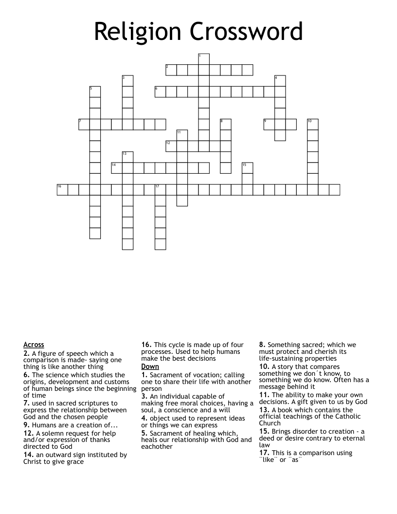 Religion Crossword