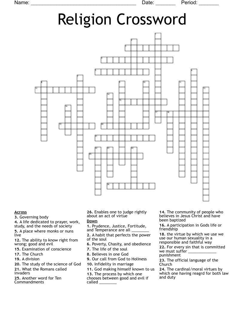 Religion Crossword 