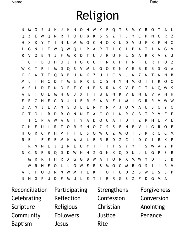Religion  Word Search