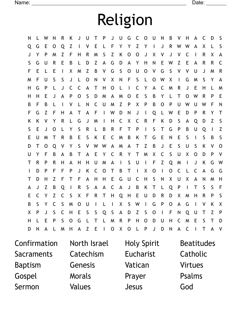 Religion  Word Search