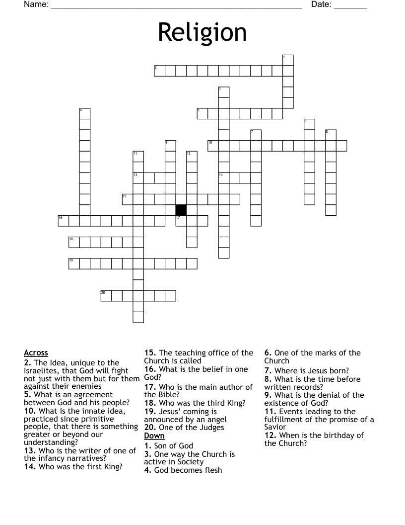Religion  Crossword