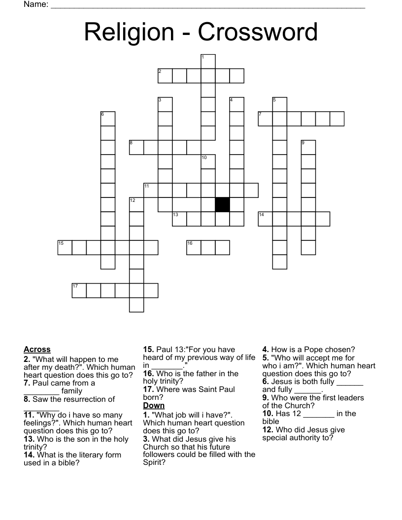 Religion - Crossword