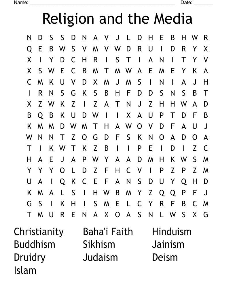 Religion and the Media Word Search