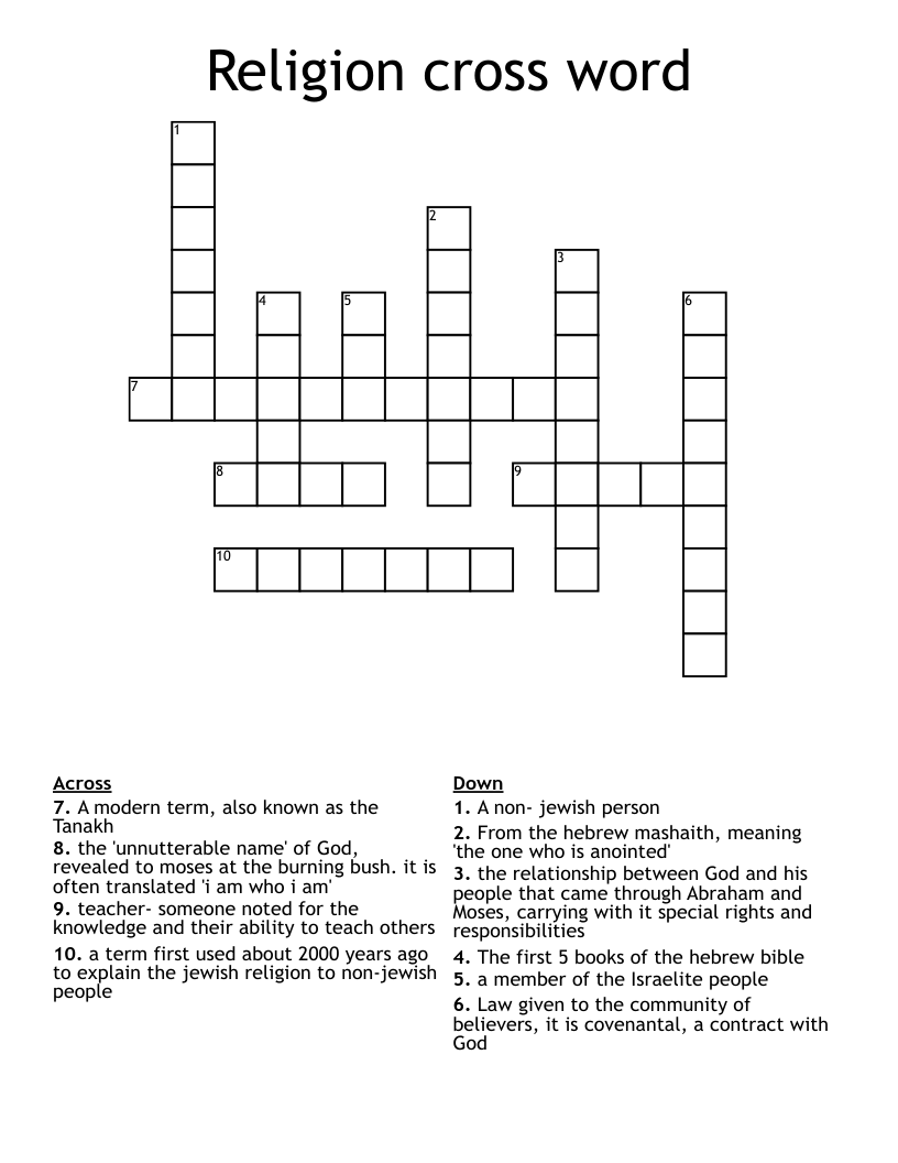 Religion cross word