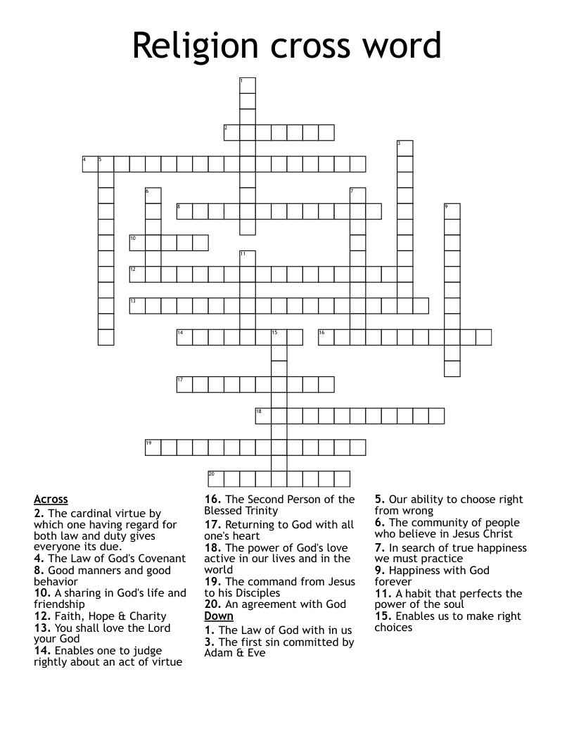 Religion cross word