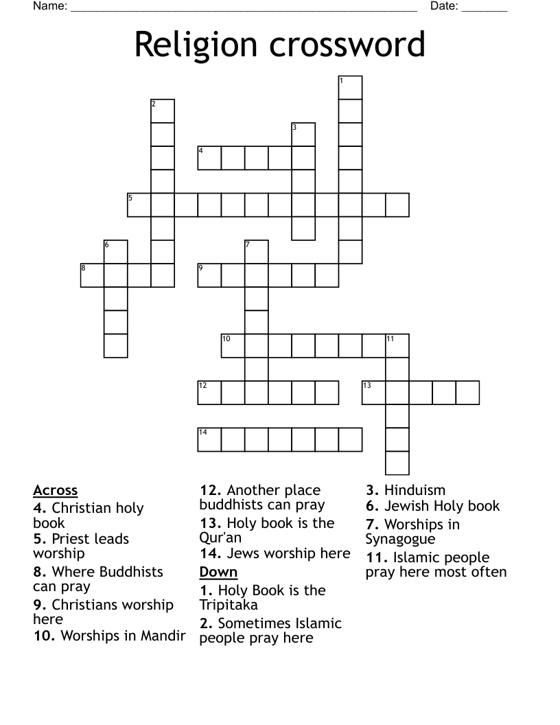 Religion crossword