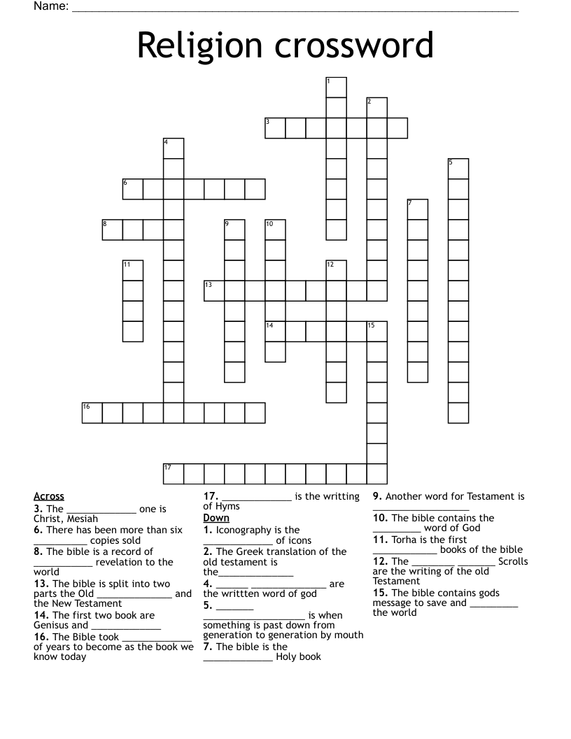 Religion crossword