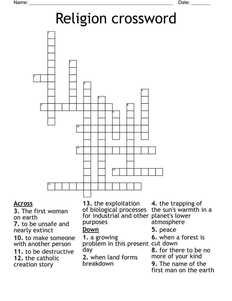 Religion crossword