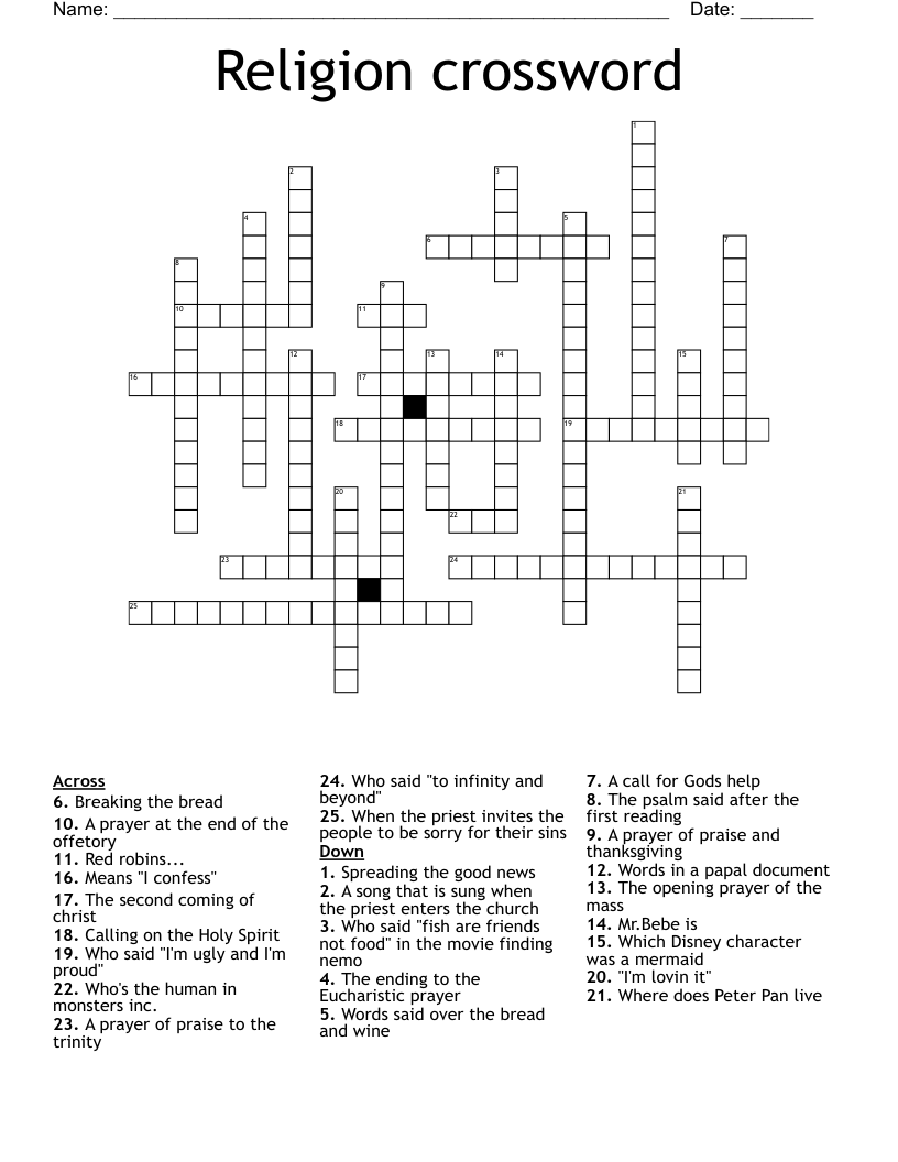 Religion crossword