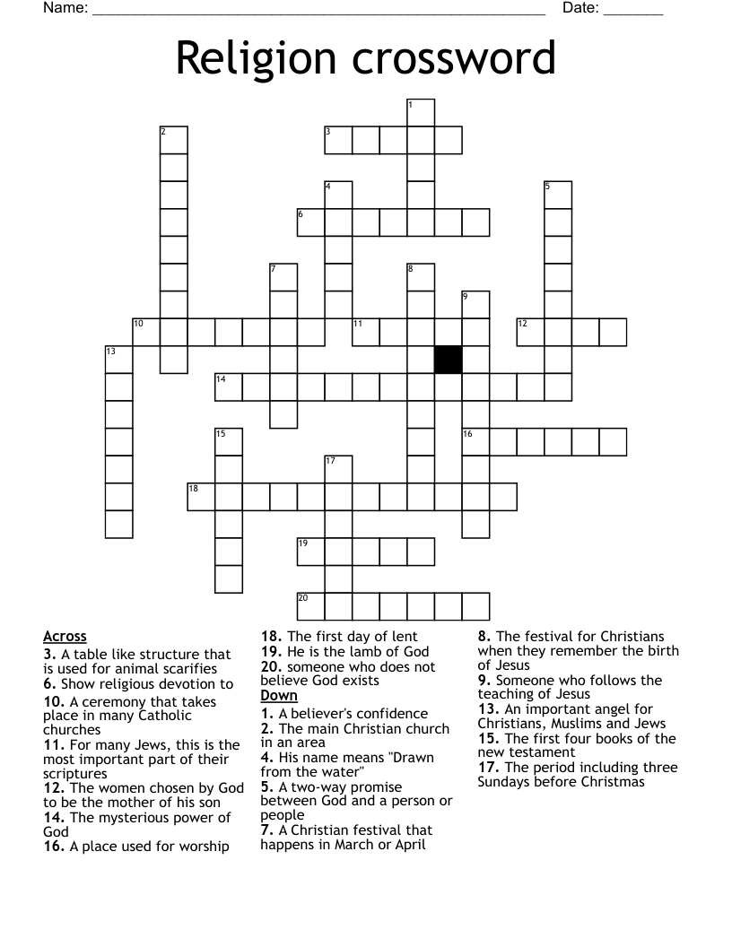 Religion crossword