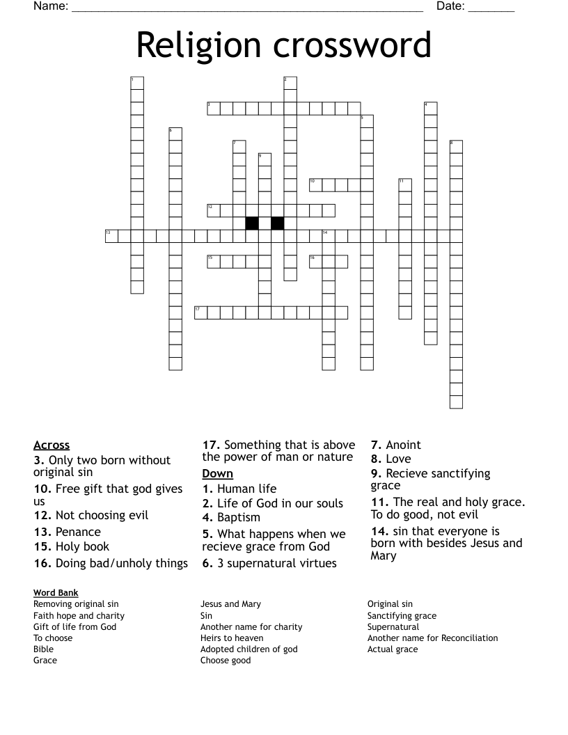 Religion crossword