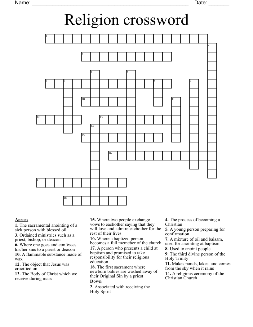 Religion crossword 