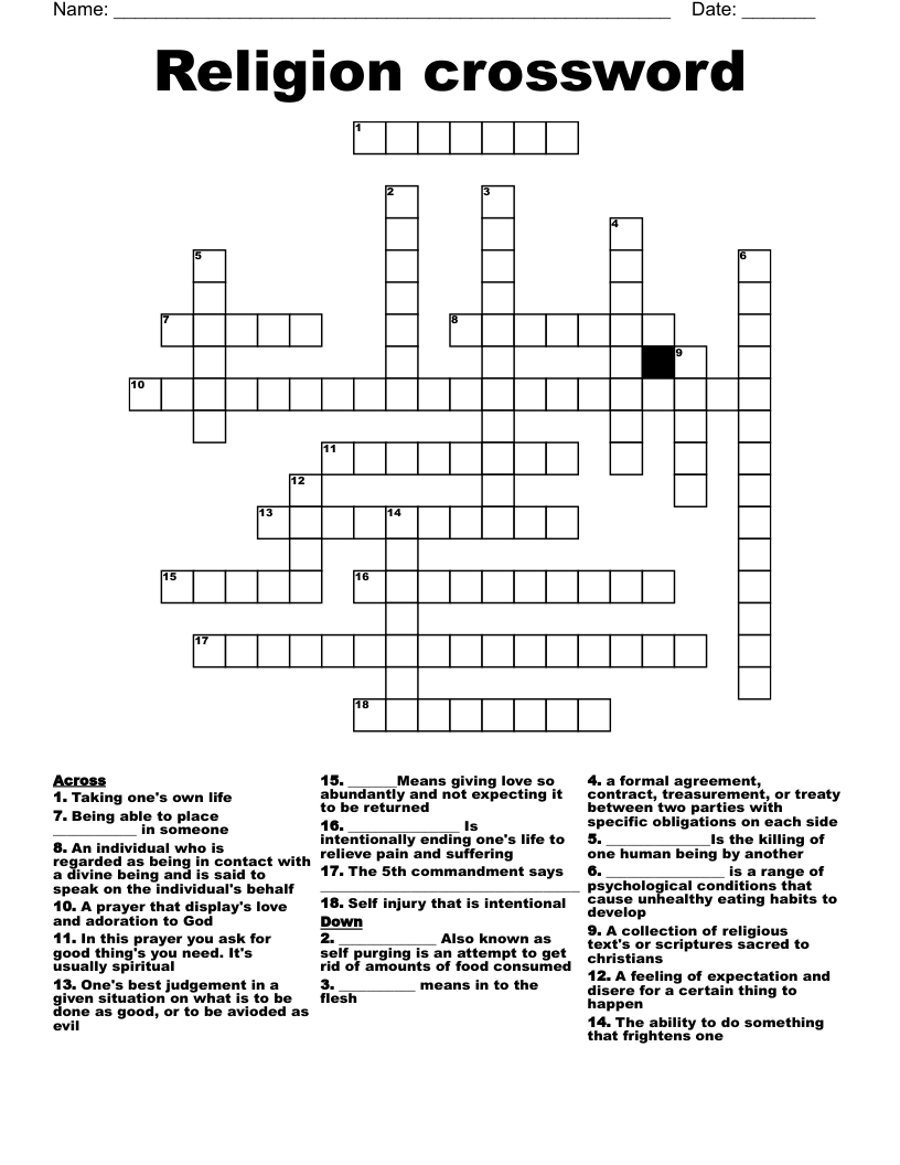 Religion crossword 