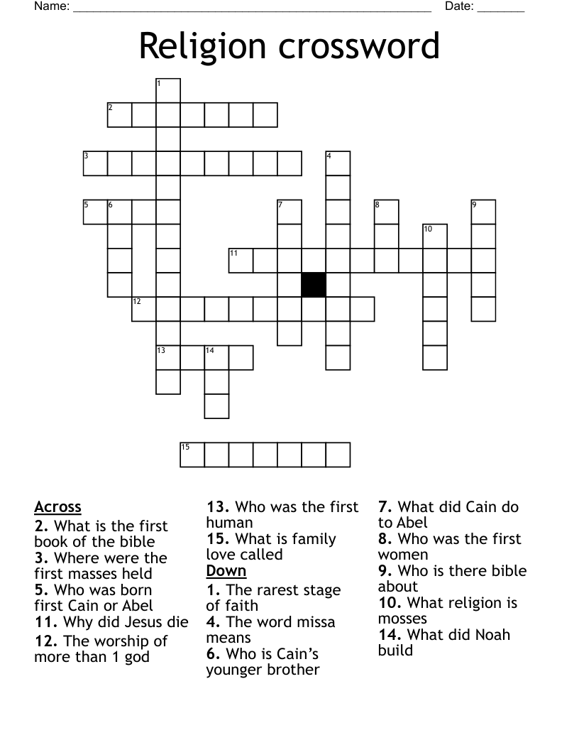 Religion crossword 