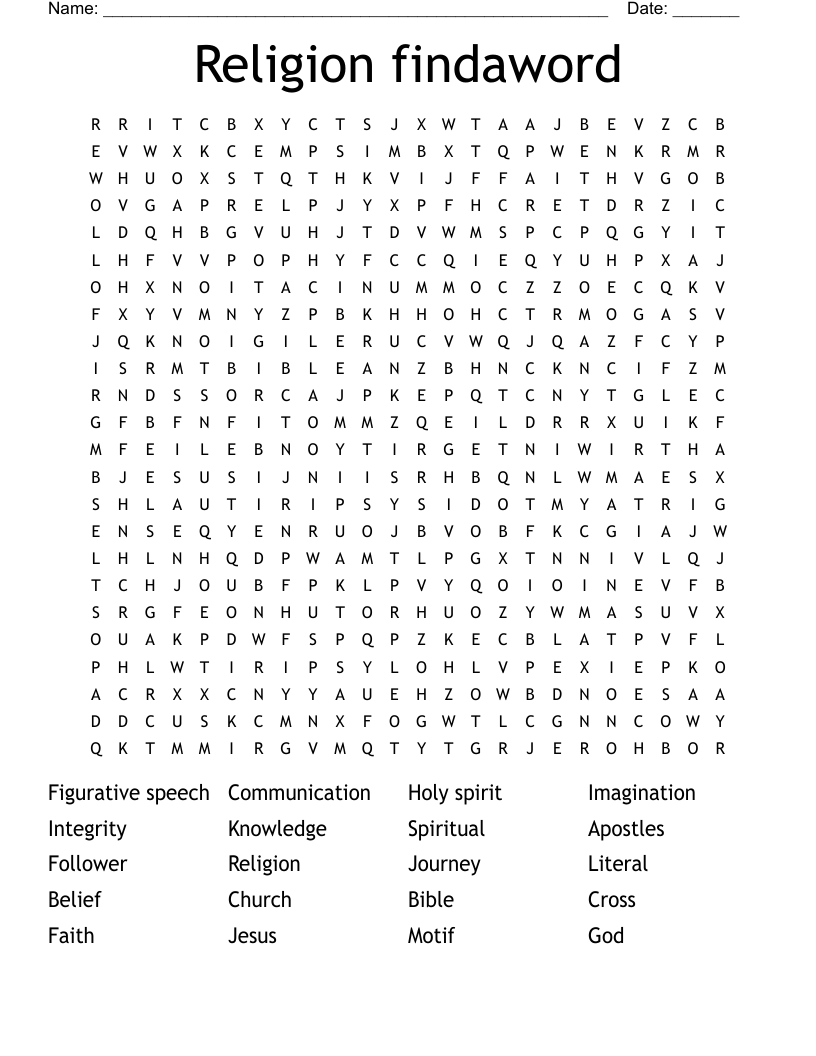 Religion findaword  Word Search