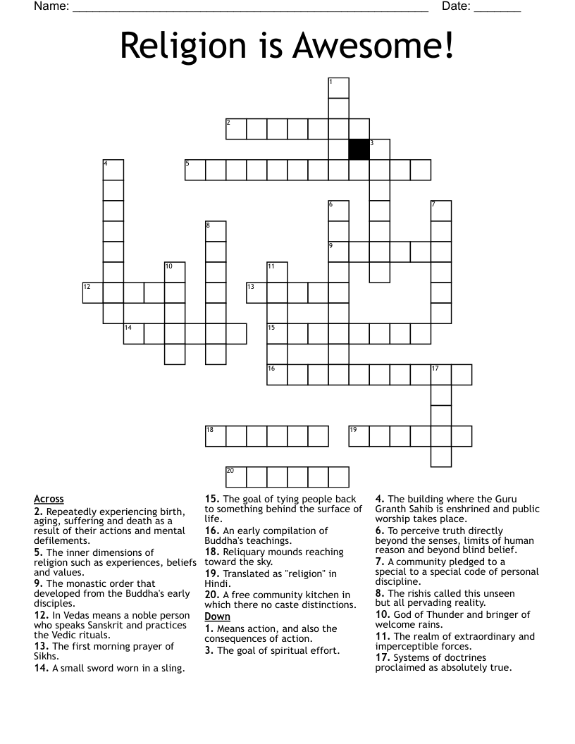 Religion is Awesome! Crossword