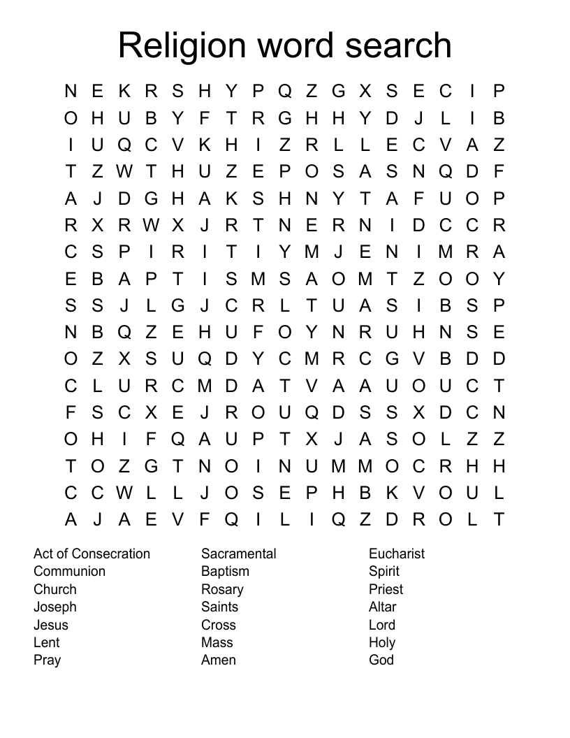 Religion word search