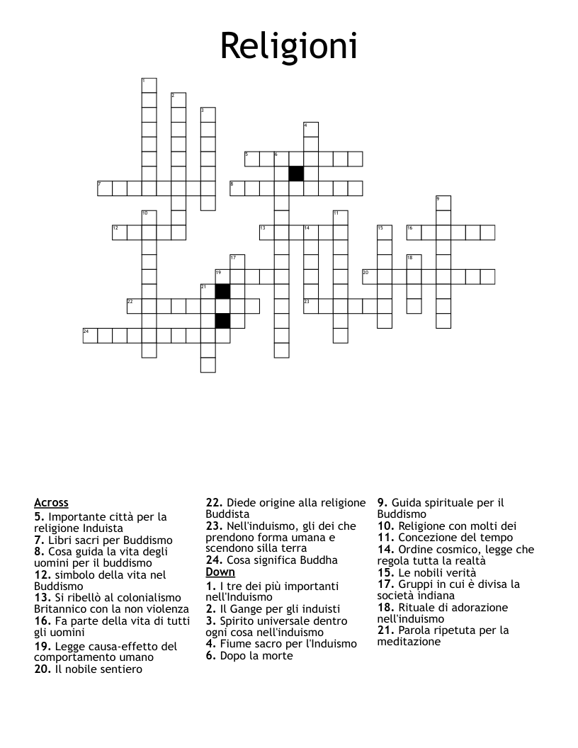Religioni Crossword