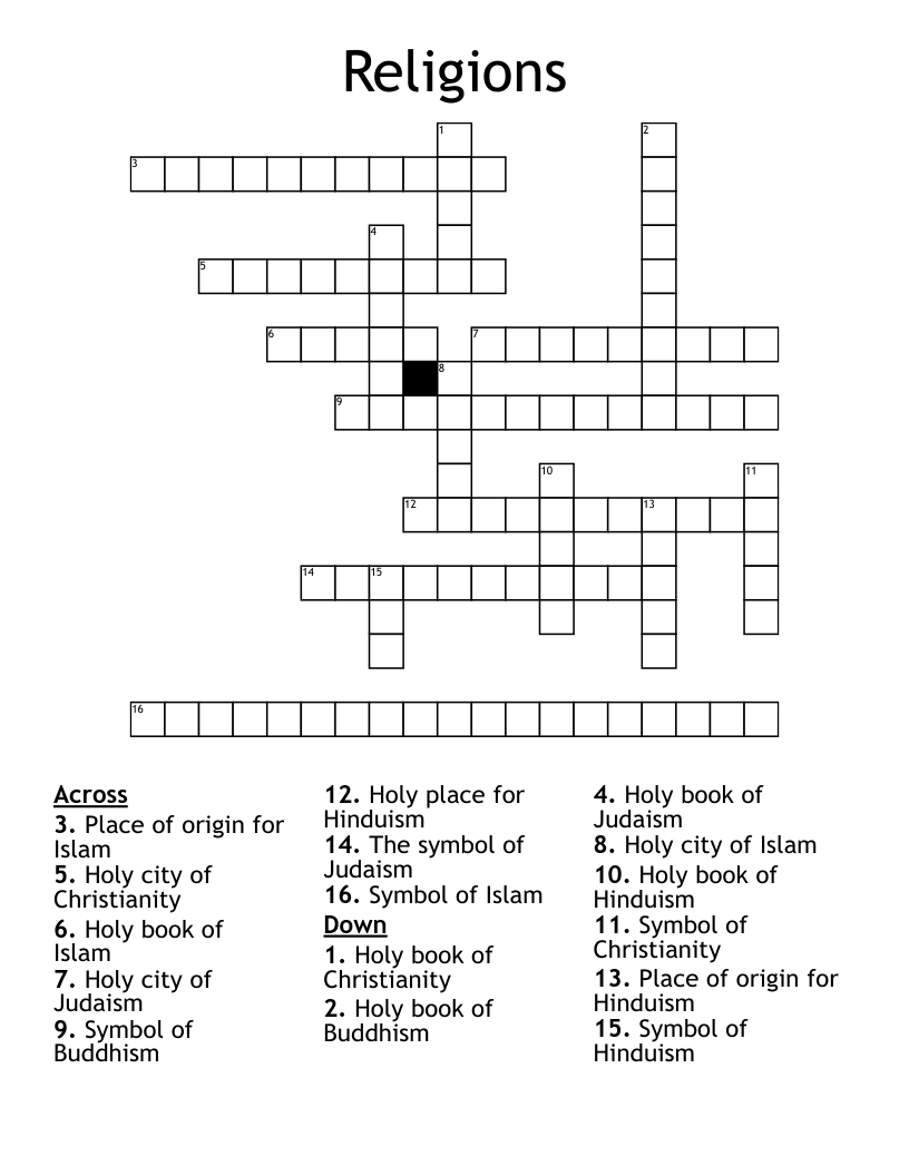 Religions Crossword