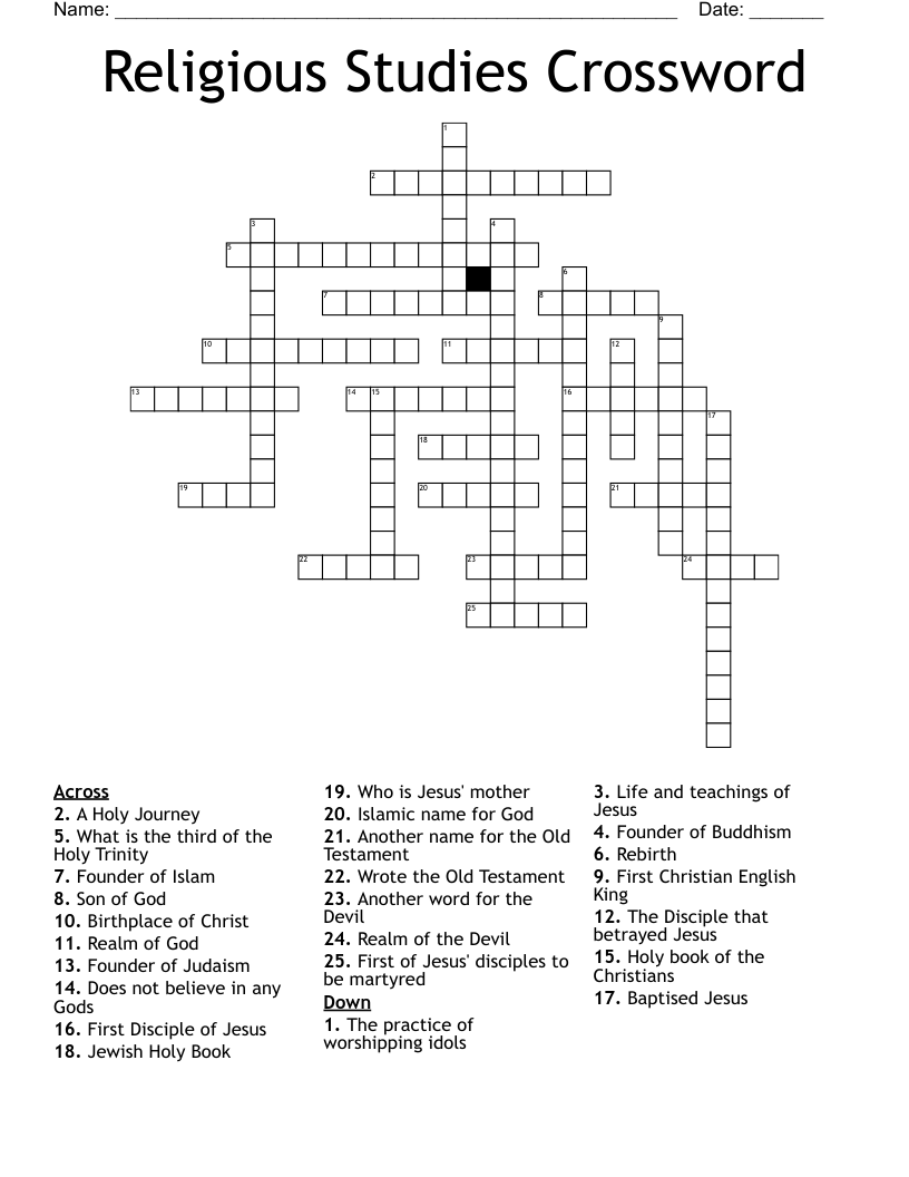 Religious Studies Crossword