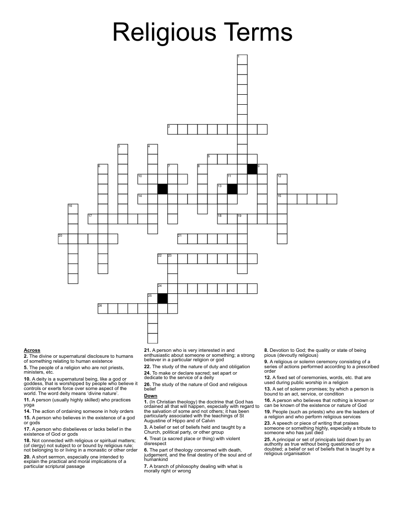 Religious Terms Crossword