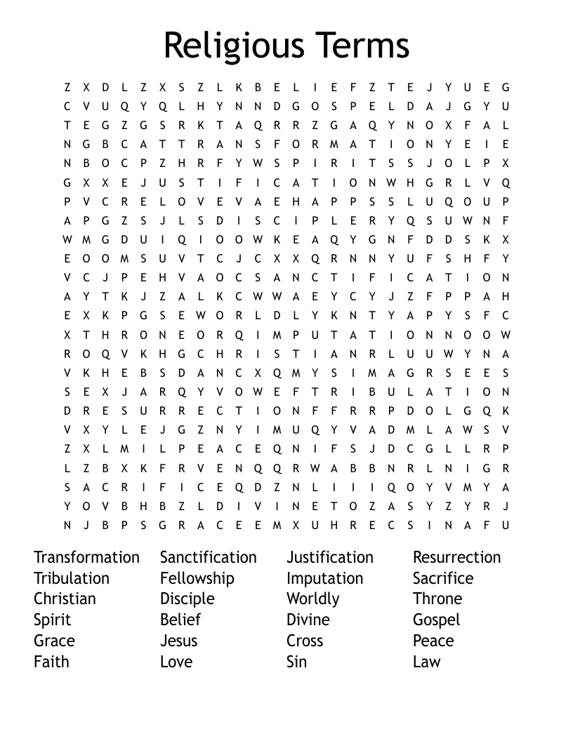 Religious Terms  Word Search