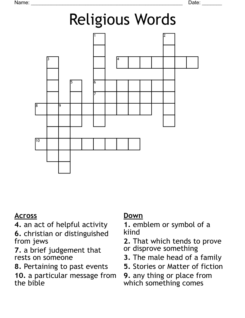 Religious Words Crossword