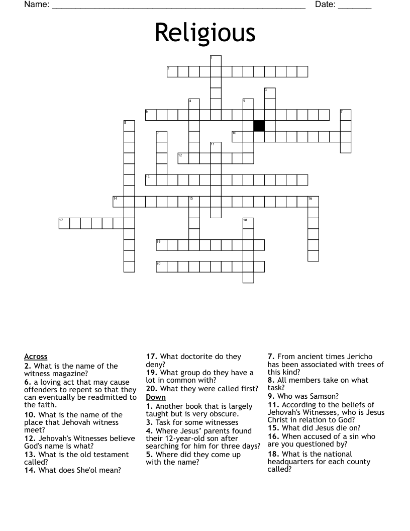 Religious  Crossword