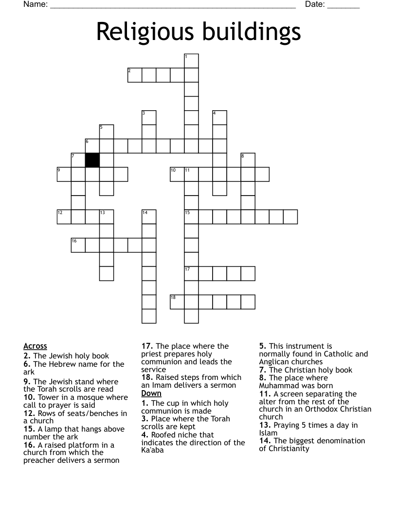 Religious buildings Crossword