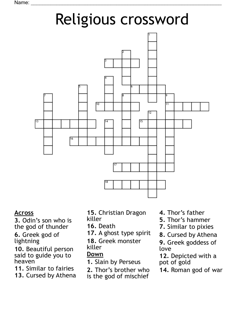 Religious crossword