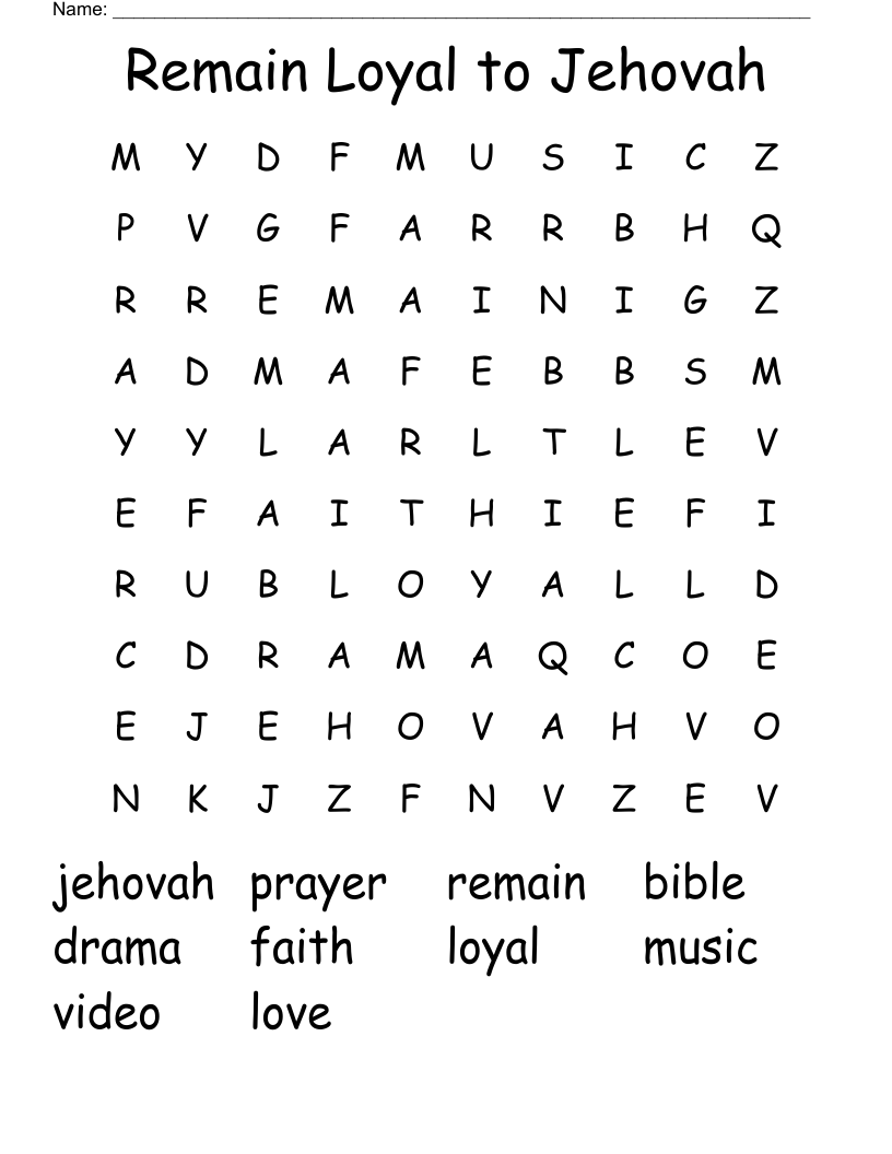 Remain Loyal to Jehovah Word Search
