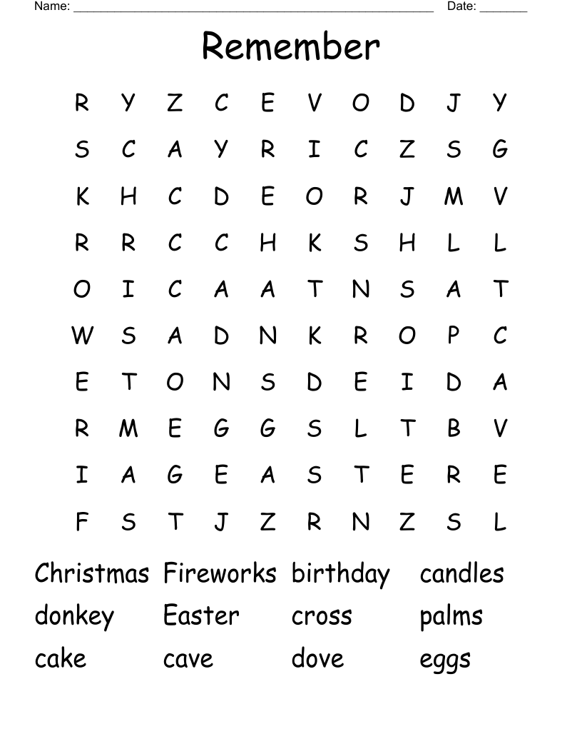 Remember Word Search