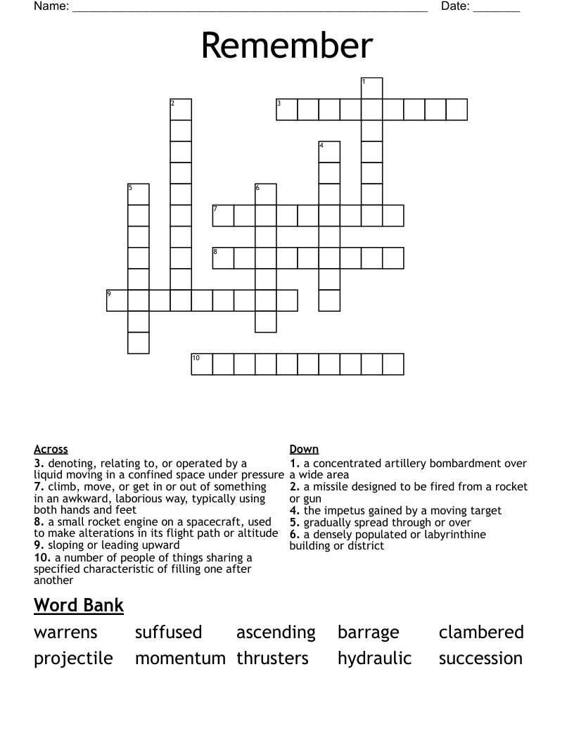 Remember Crossword