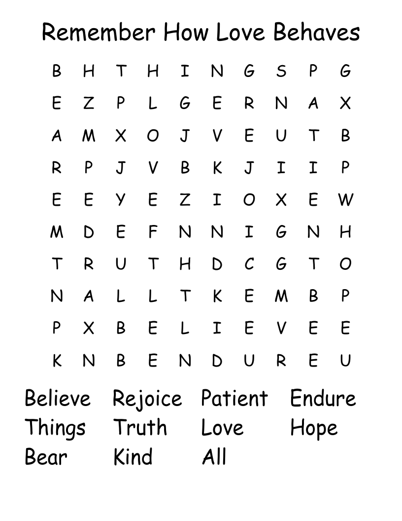 Remember How Love Behaves Word Search