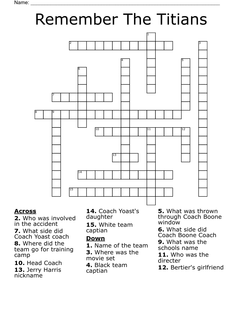 Remember The Titians Crossword