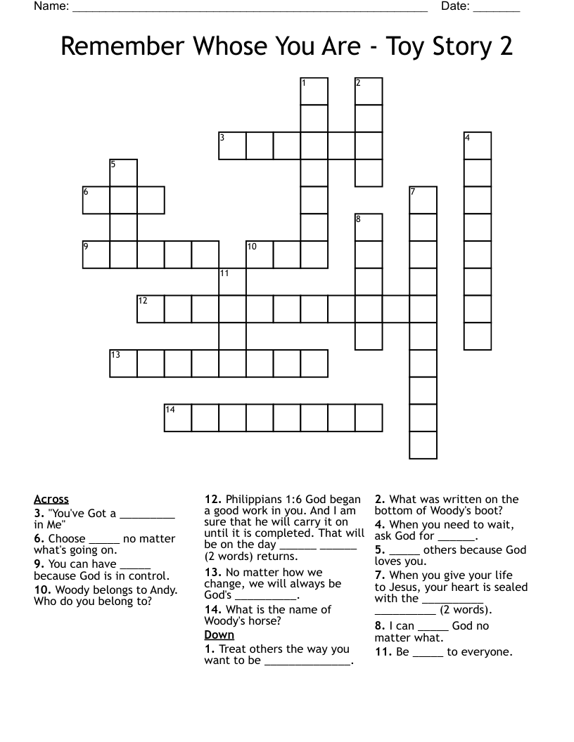 Remember Whose You Are - Toy Story 2 Crossword
