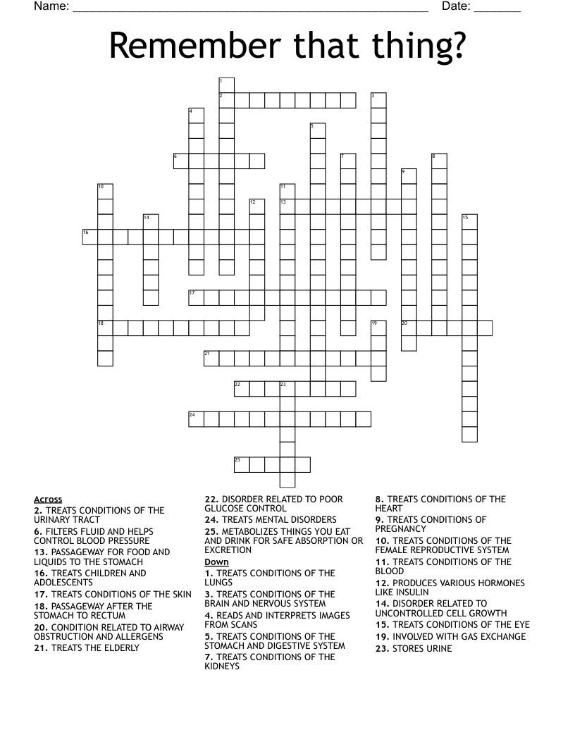 Remember that thing? Crossword