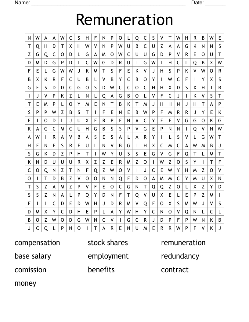 Remuneration  Word Search