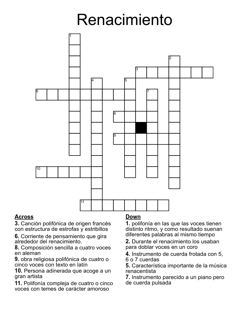 Renacimiento Crossword