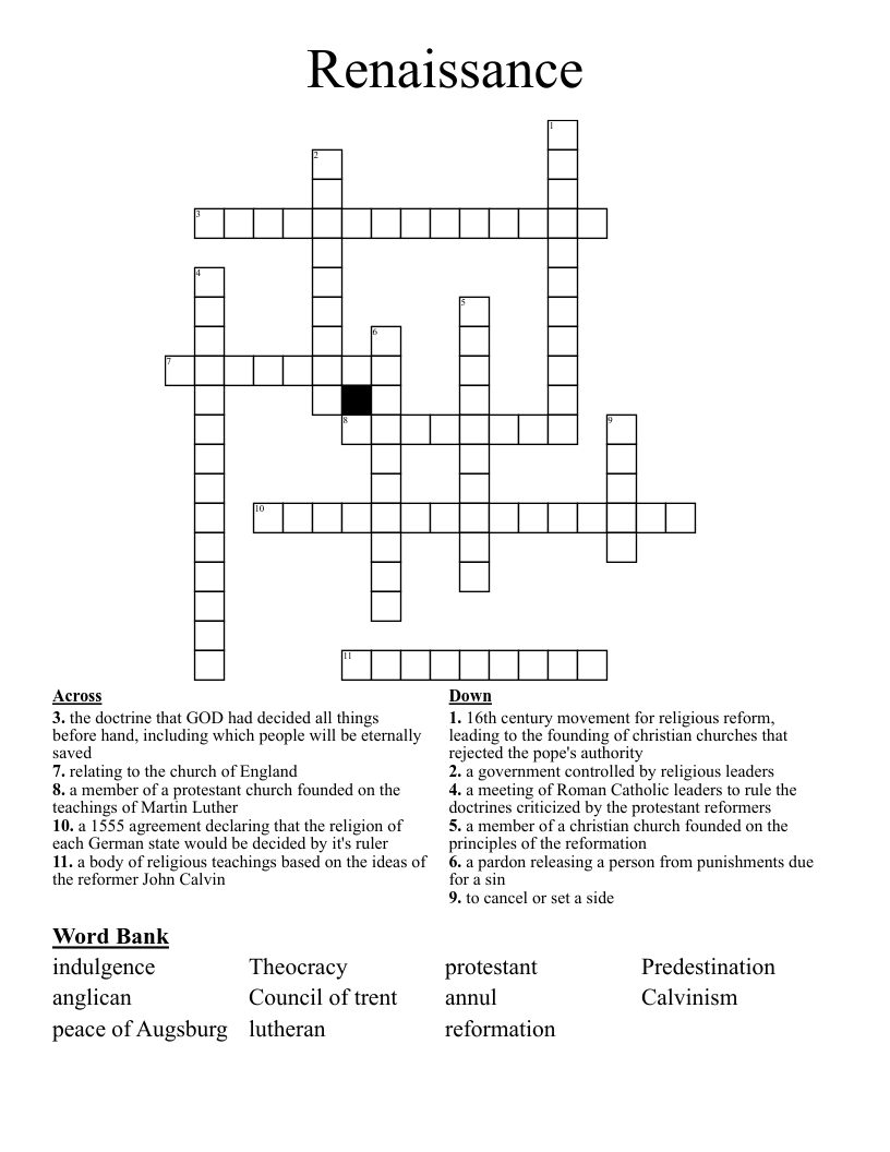 Renaissance Crossword