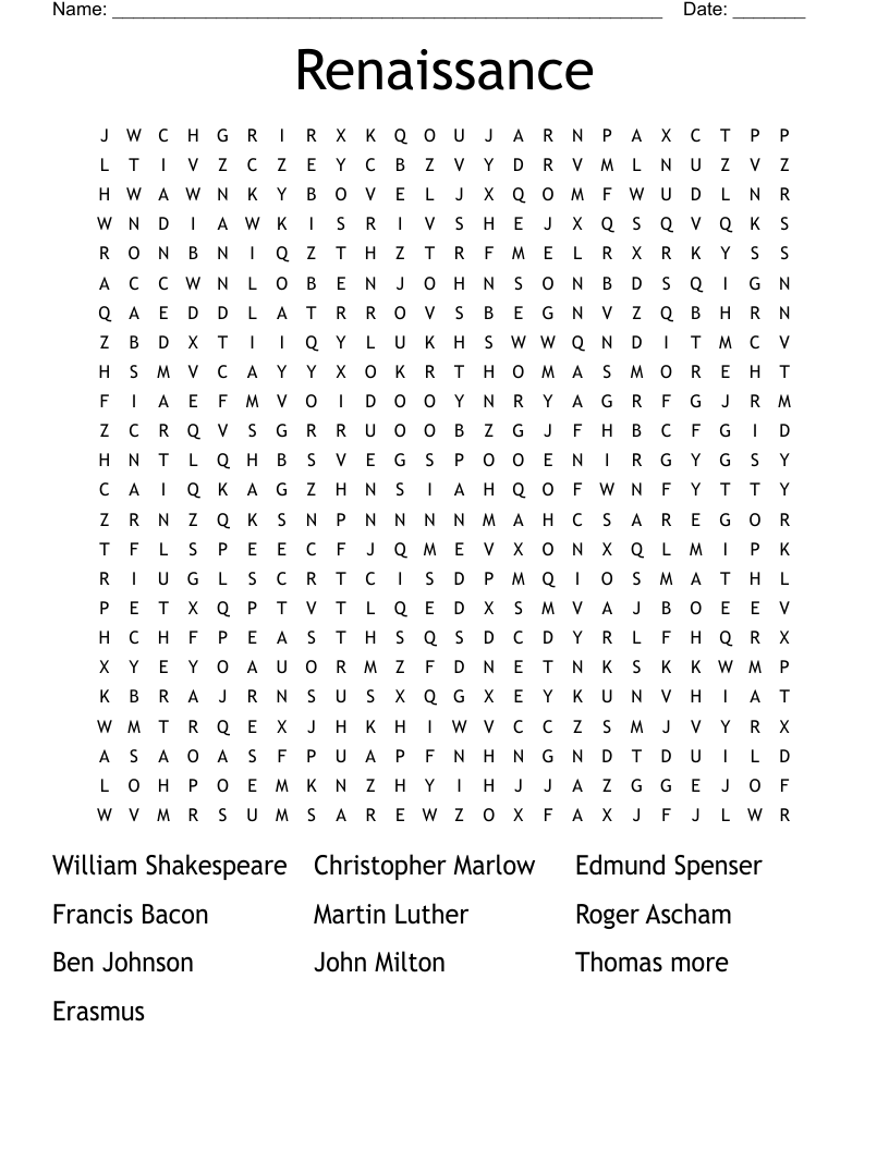 Renaissance Word Search