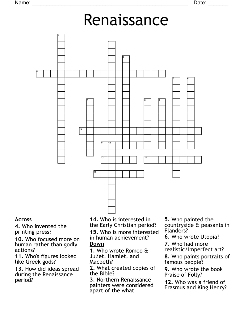 Renaissance Crossword