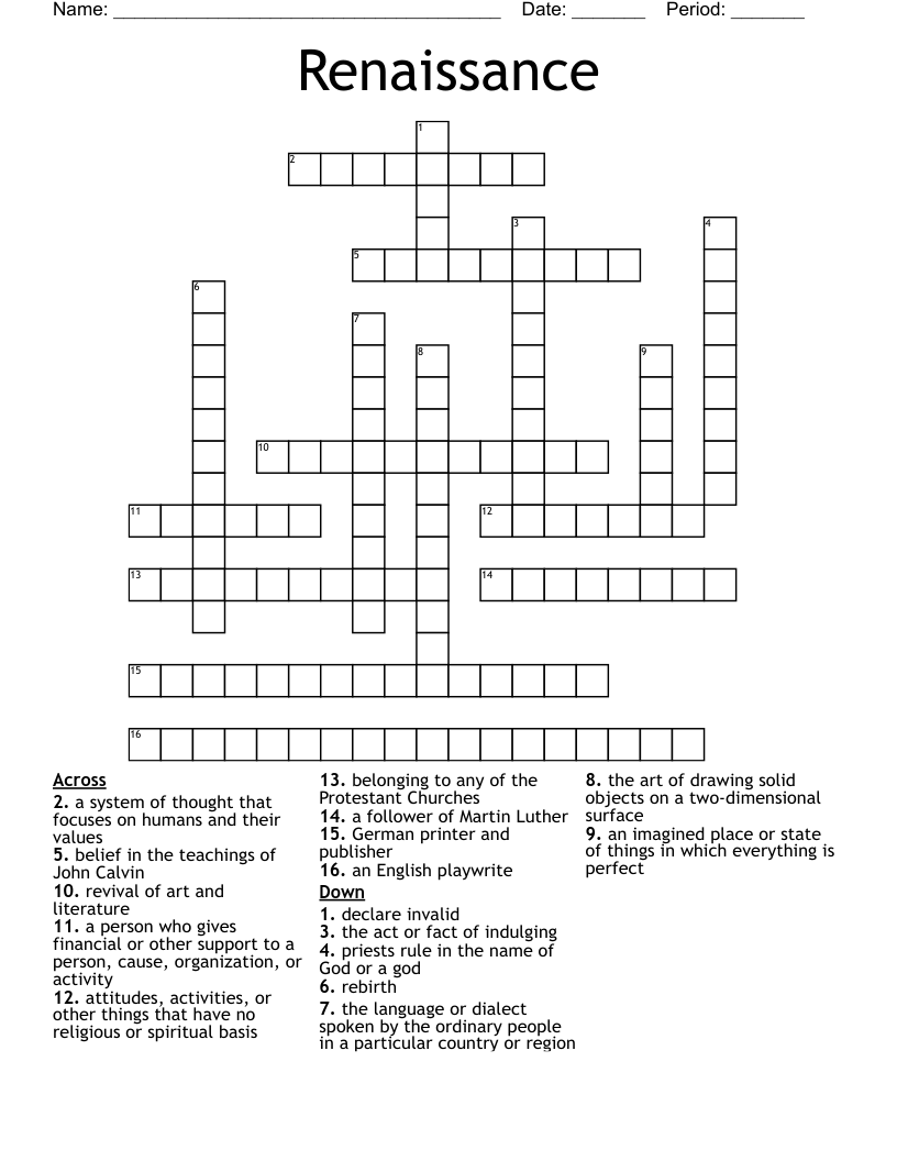 Renaissance Crossword
