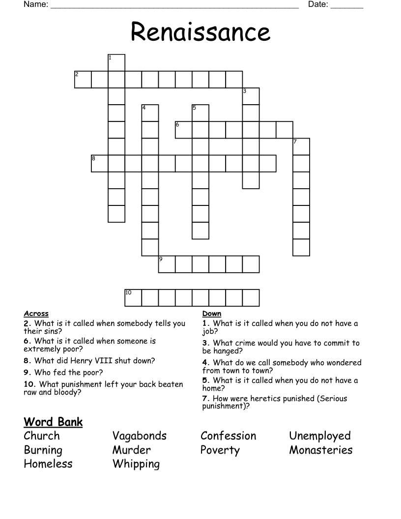 Renaissance Crossword