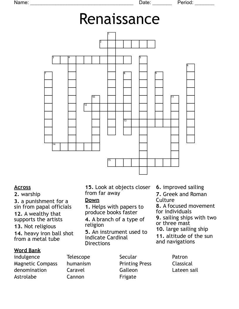 Renaissance Crossword