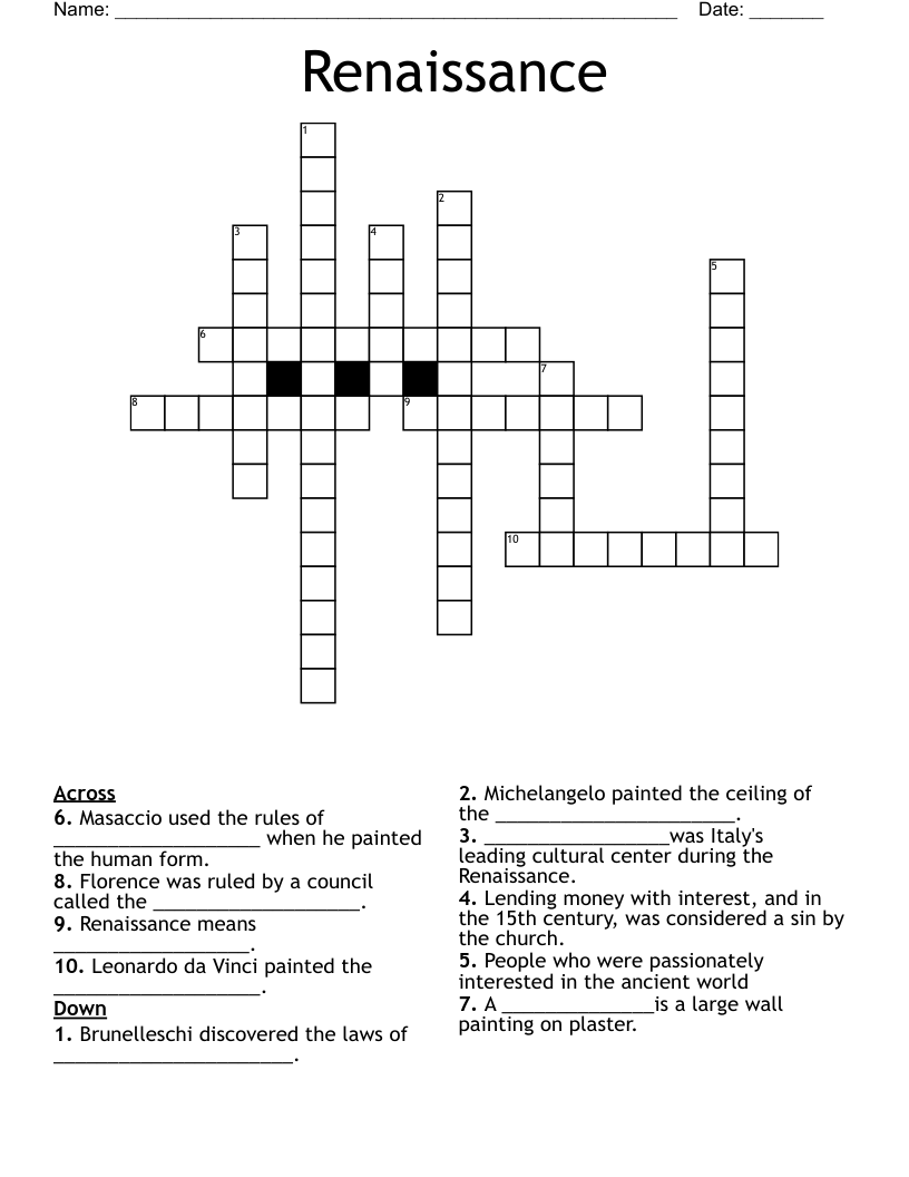 Renaissance Crossword