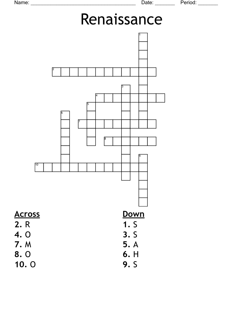 Renaissance Crossword