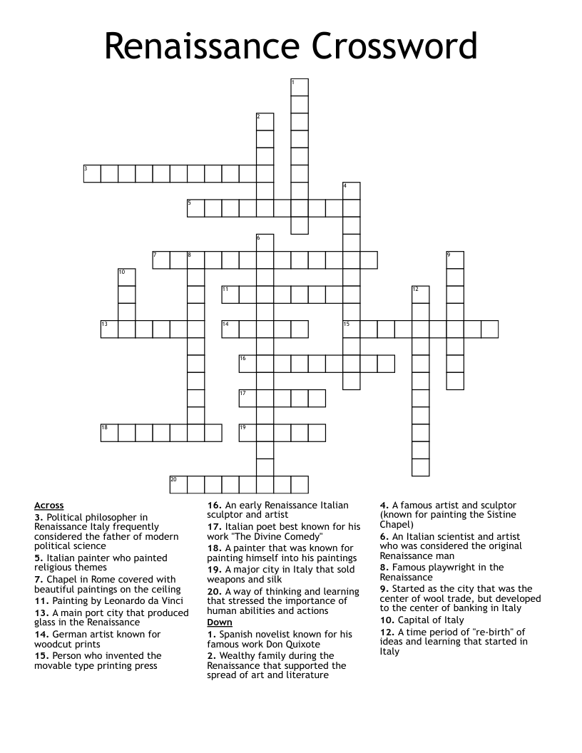 Renaissance Crossword
