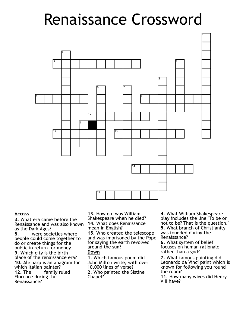 Renaissance Crossword
